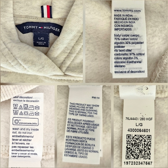 Tommy Hilfiger New York Beige Heathered Oat Milk Foil Fleece Hoodie - Picture 11 of 16